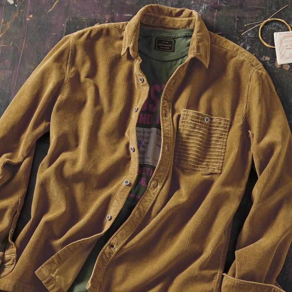 32 Bar Blues - Up Over and Out Long Sleeve Cotton Corduroy Overshirt - L